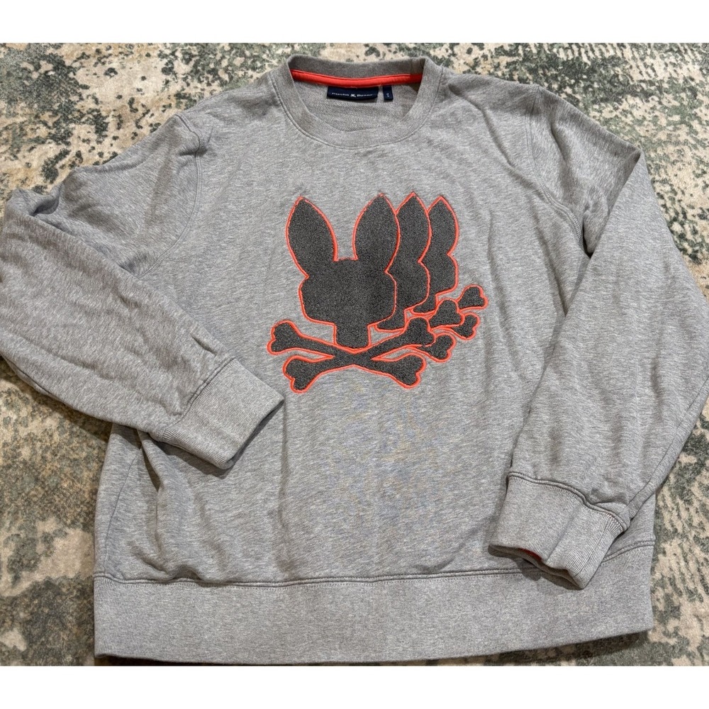 Psycho Bunny Sacramento Crew Sweatshirt in heather grey Small Men's
